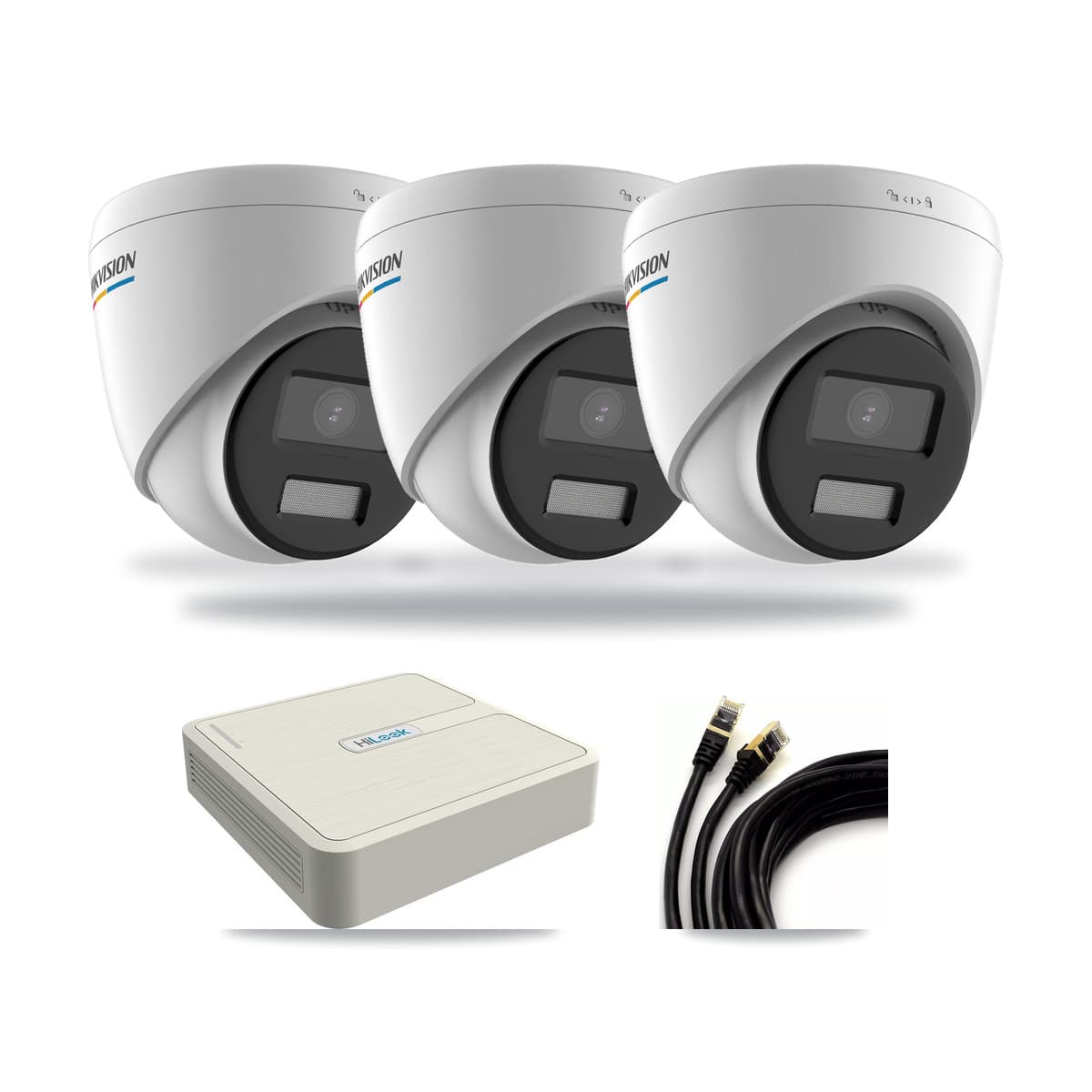 Hikvision & HiLook 8-Channel 2MP – 5MP CCTV Kit — 3 2MP Turret + 1 5MP Dome Cameras + 3TB Recording (NVR-108H-D Recorder) - Image 1