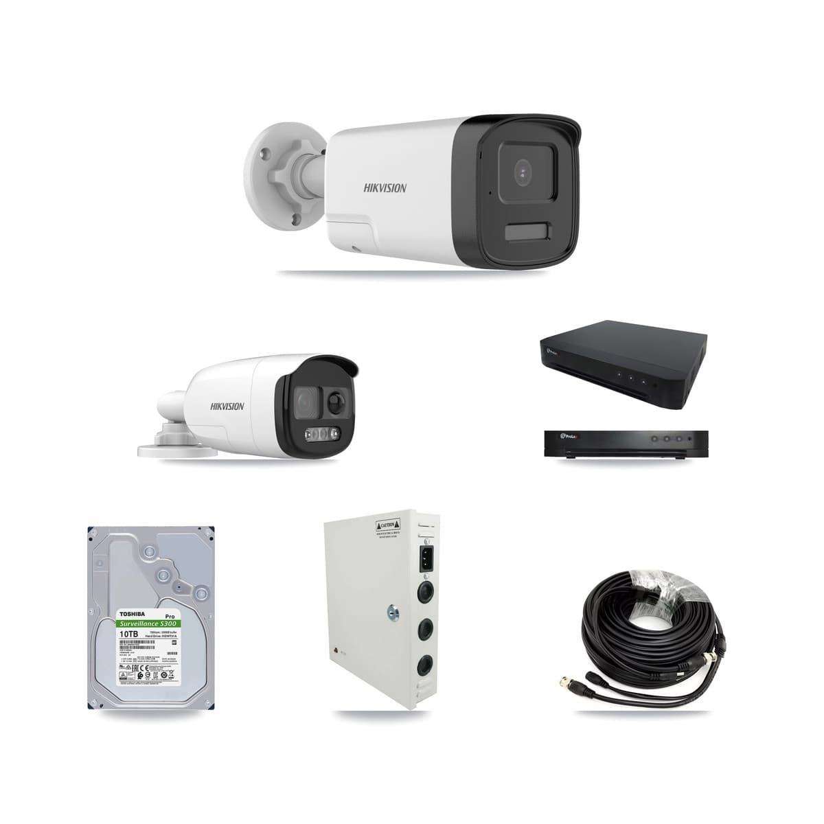 Hikvision & Prolux 16-Channel 5MP CCTV Kit — 1 DS-2CE12KF3T + 10 DS-2CE17K0T Bullet Cameras + 10TB Recording