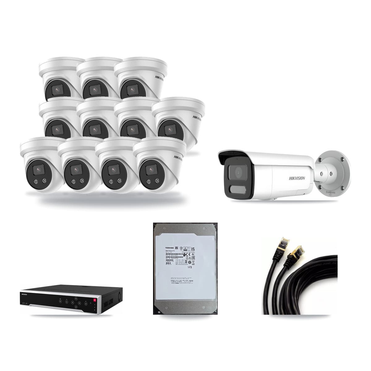 Hikvision 32-Channel 4MP – 5MP CCTV Kit — 1 4MP Bullet + 11 5MP Turret Cameras + 14TB Recording - Image 1