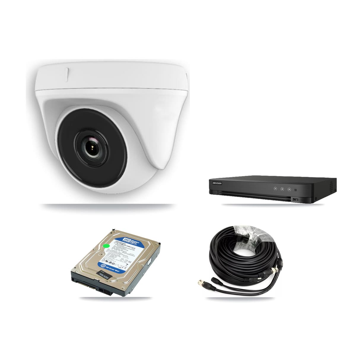 Hikvision 4-Channel 2MP CCTV Kit — 2 White Dome Cameras + 500GB Recording (DS-7204HGHI Recorder)