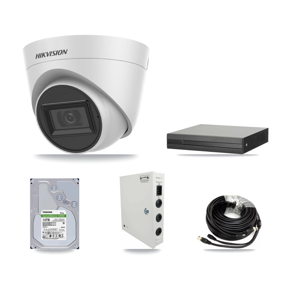 Hikvision 16-Channel 5MP CCTV Kit — 13 White Turret Cameras + 10TB Recording