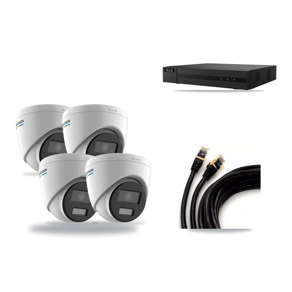 Hikvision & HiLook 8-Channel 2MP CCTV Kit — 4 Turret Cameras + 3TB Recording (NVR-108MH-D Recorder) - Image 1