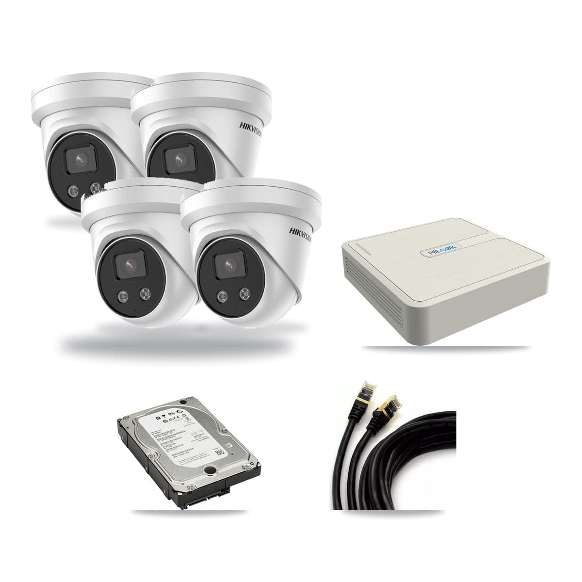 Hikvision & HiLook 8-Channel 5MP CCTV Kit — 4 Turret Cameras + 5TB Recording (NVR-108H-D Recorder) - Image 1