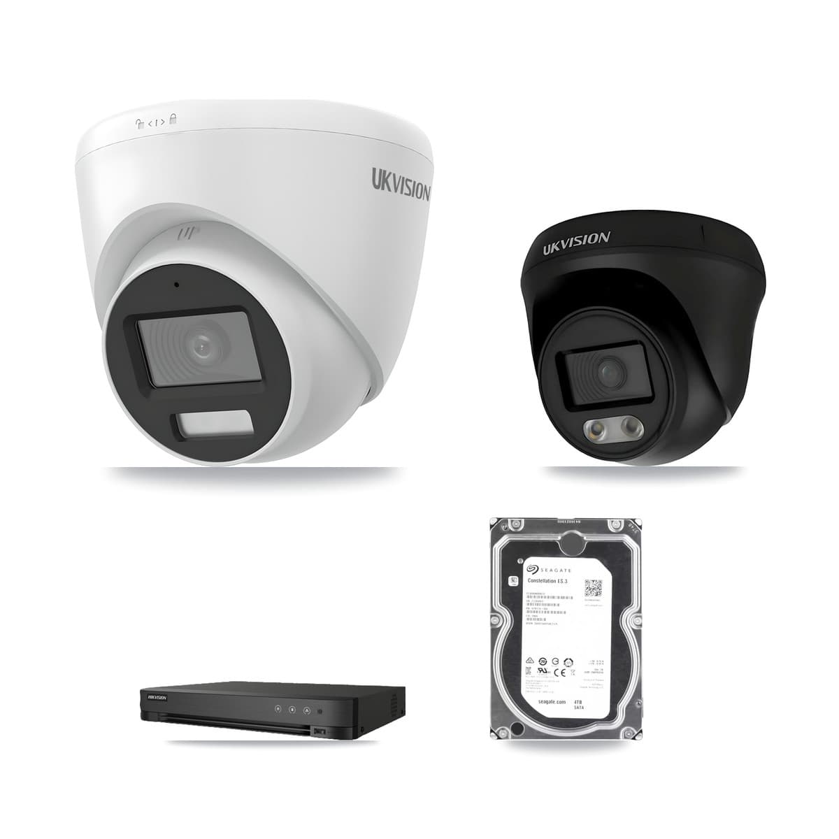 Hikvision 8-Channel 4K CCTV Kit — 3 UKVISION Cameras + 4TB Recording (IDS-7208HUHI Recorder)