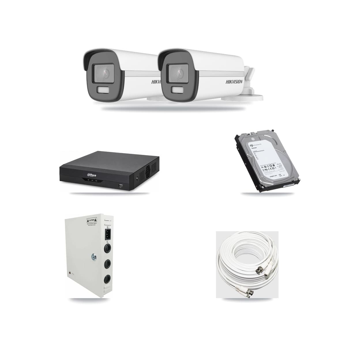 Hikvision & Dahua 4-Channel 4K CCTV Kit — 2 Bullet Cameras + 6TB Recording - Image 1