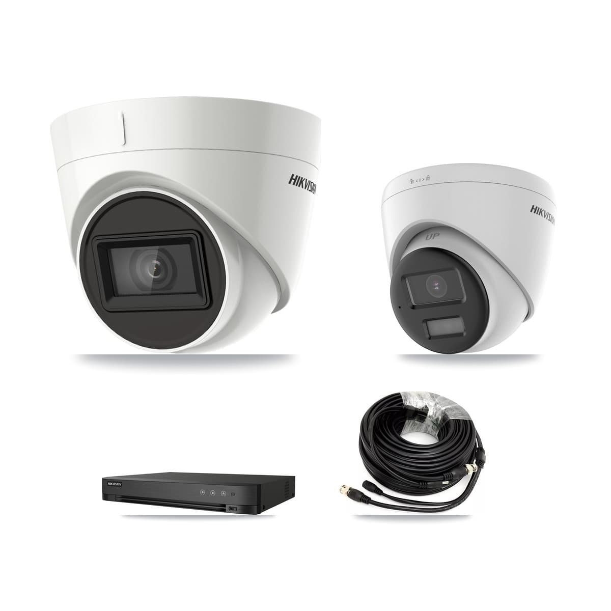 Hikvision 4-Channel 4K CCTV Kit — 1 DS-2CE78U0T + 2 DS-2CE78U1T Turret Cameras + 8TB Recording