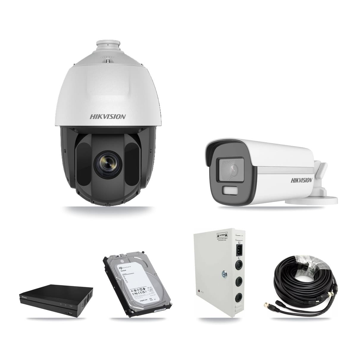 Hikvision & Prolux 8-Channel 2MP – 4K CCTV Kit — 2 2MP PTZ + 2 4K Bullet Cameras + 6TB Recording - Image 1