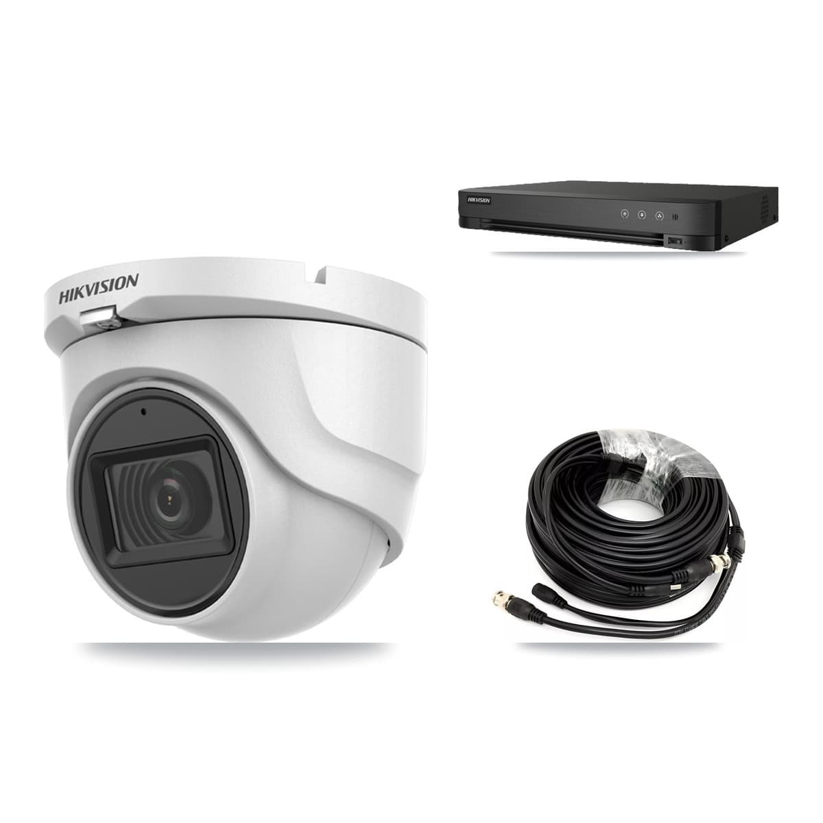 Hikvision 8-Channel 5MP CCTV Kit — 2 DS-2CE76H0T-ITMFS Turret Cameras + 3TB Recording (IDS-7208HUHI-M1/E Recorder)