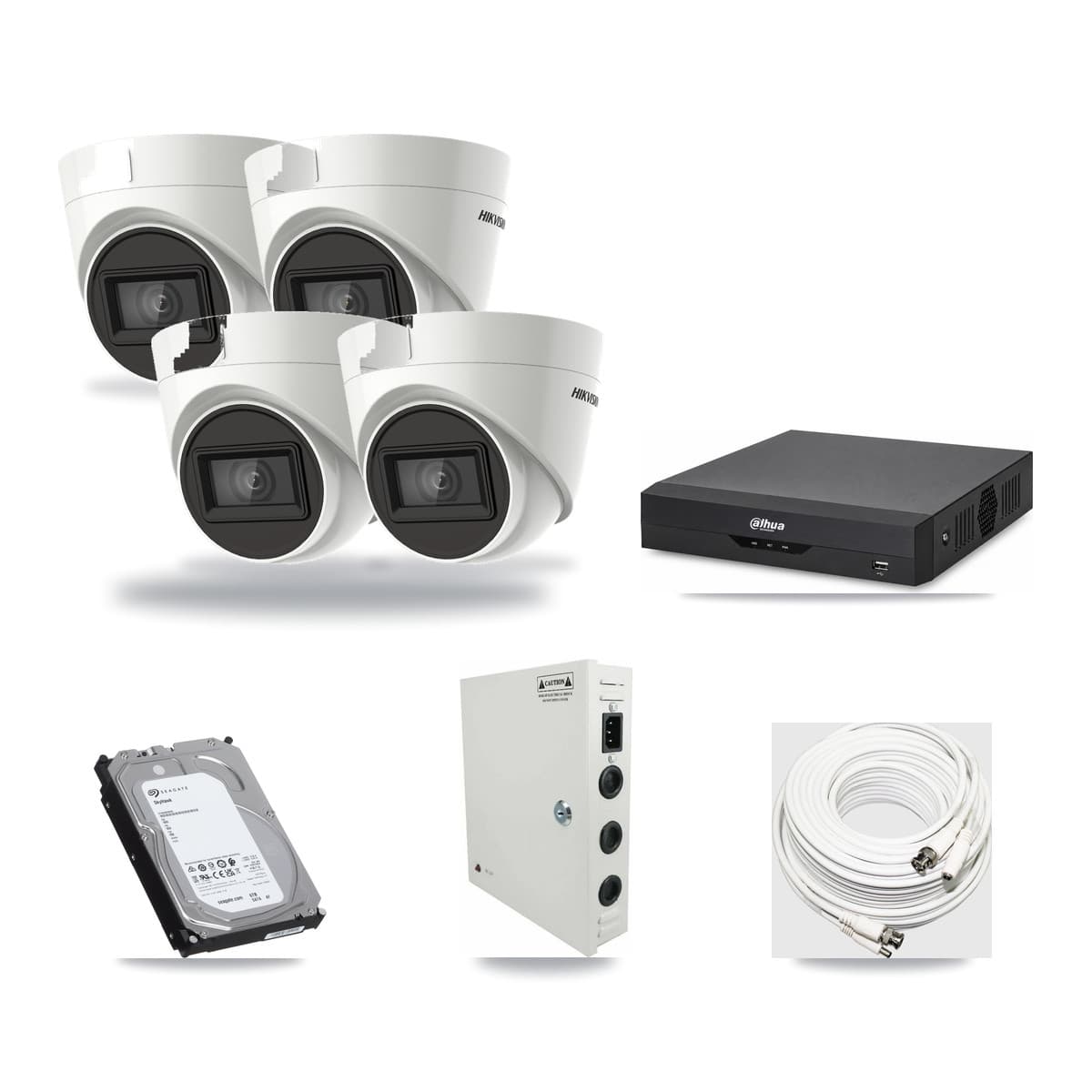 Hikvision & Dahua 4-Channel 4K CCTV Kit — 4 Turret Cameras + 6TB Recording - Image 1