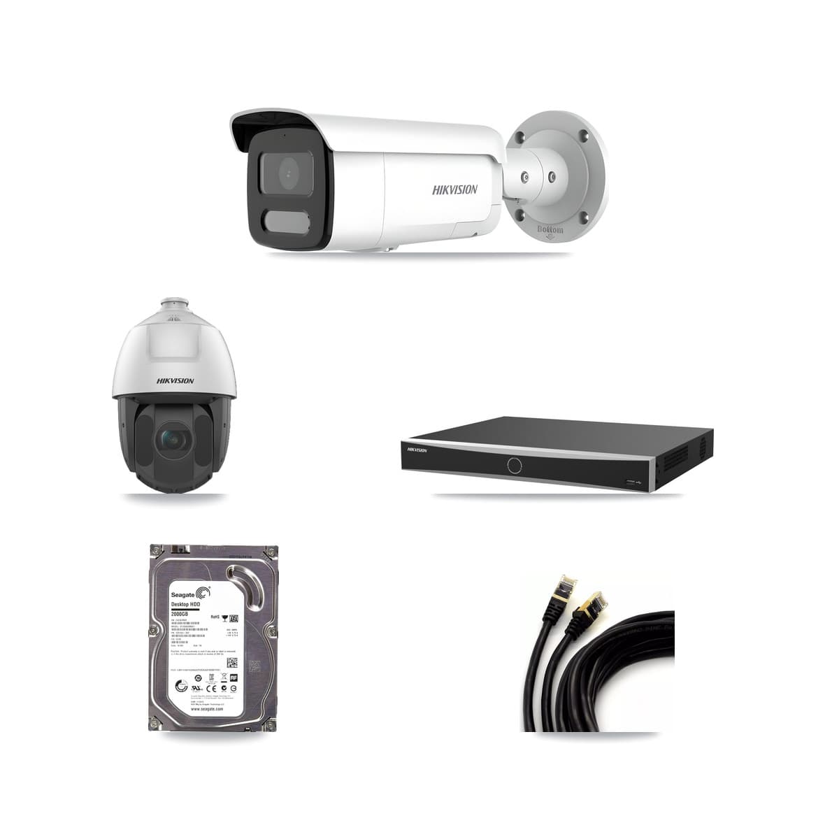 Hikvision 16-Channel 2MP – 4MP CCTV Kit — 1 4MP Bullet + 1 2MP PTZ Cameras + 2TB Recording (DS-7616NXI Recorder)