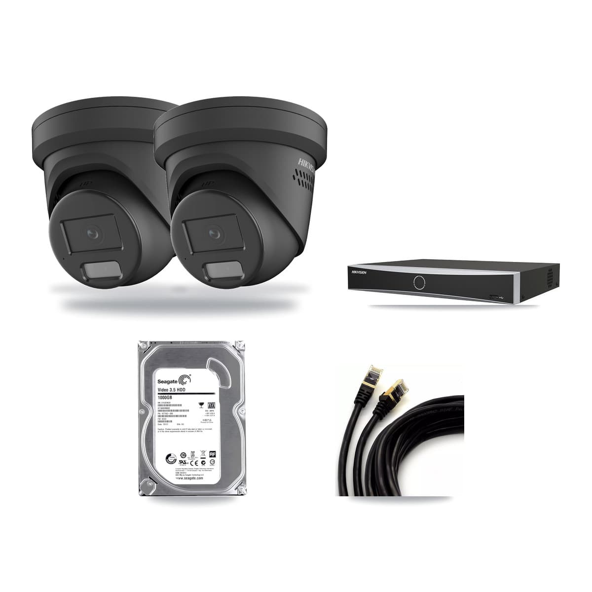 Hikvision 4-Channel 4MP CCTV Kit — 2 Black Turret Cameras + 1TB Recording - Image 1
