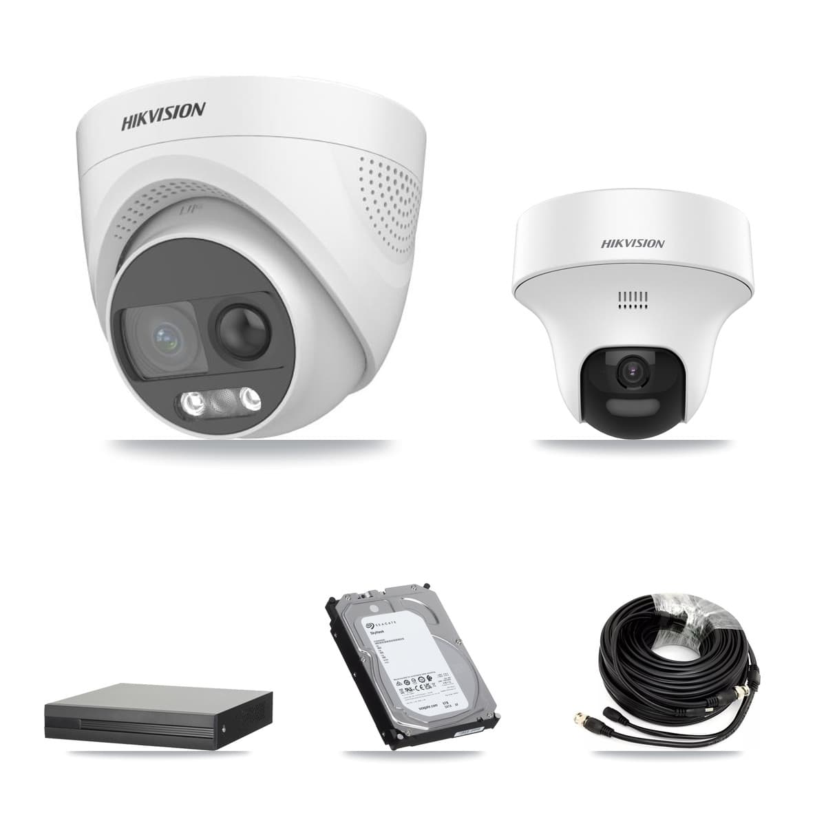 Hikvision 4-Channel 5MP CCTV Kit — 1 DS-2CE70K0T + 3 DS-2CE72KF3T Turret Cameras + 6TB Recording (XVR-3104HS Recorder)
