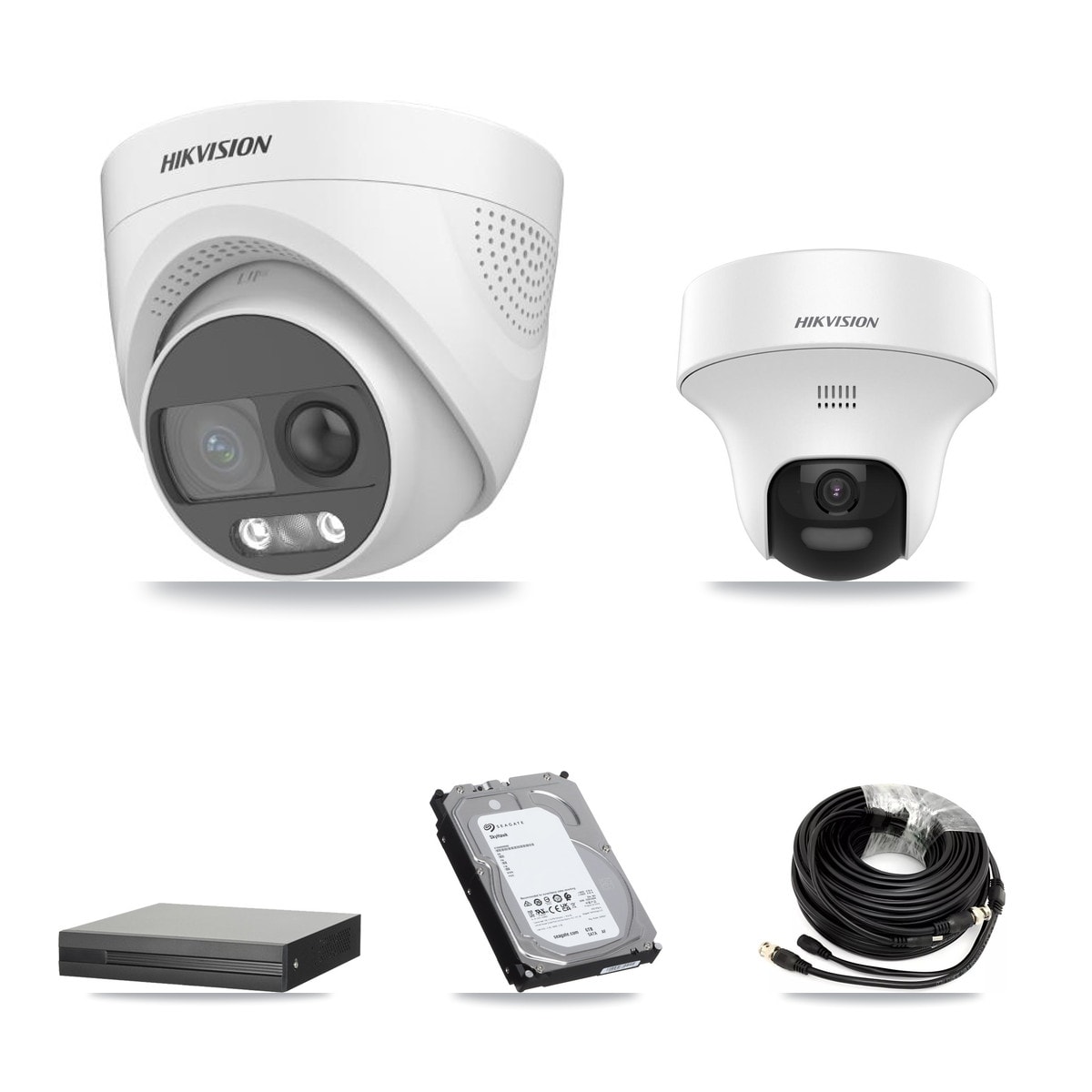 Hikvision 4-Channel 5MP CCTV Kit — 1 DS-2CE70K0T + 3 DS-2CE72KF3T Turret Cameras + 6TB Recording (XVR-3104HS Recorder) - Image 1