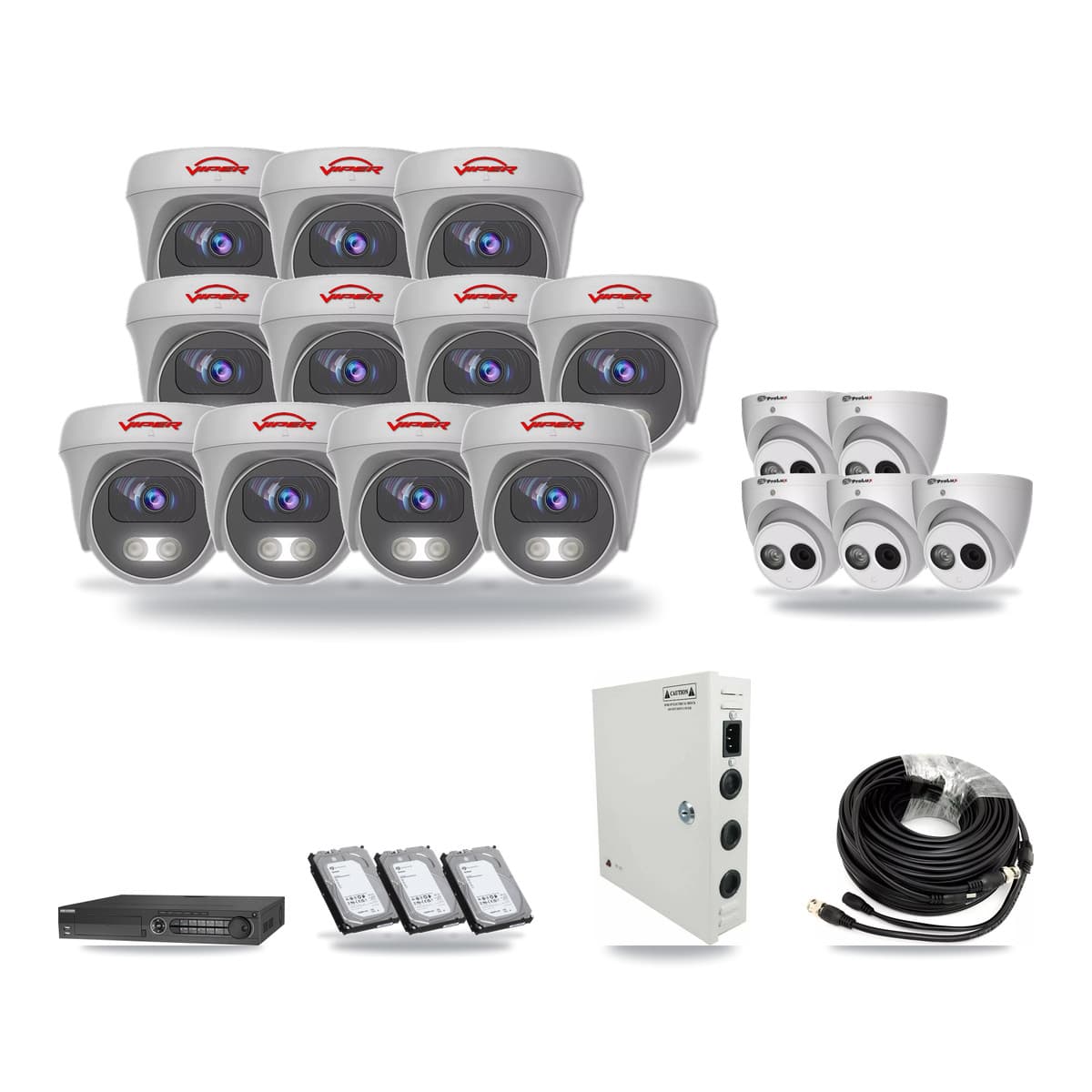 32-Channel 4MP – 5MP CCTV Kit — 5 4MP Turret + 11 5MP Cameras + 3× 6TB Recording - Image 1