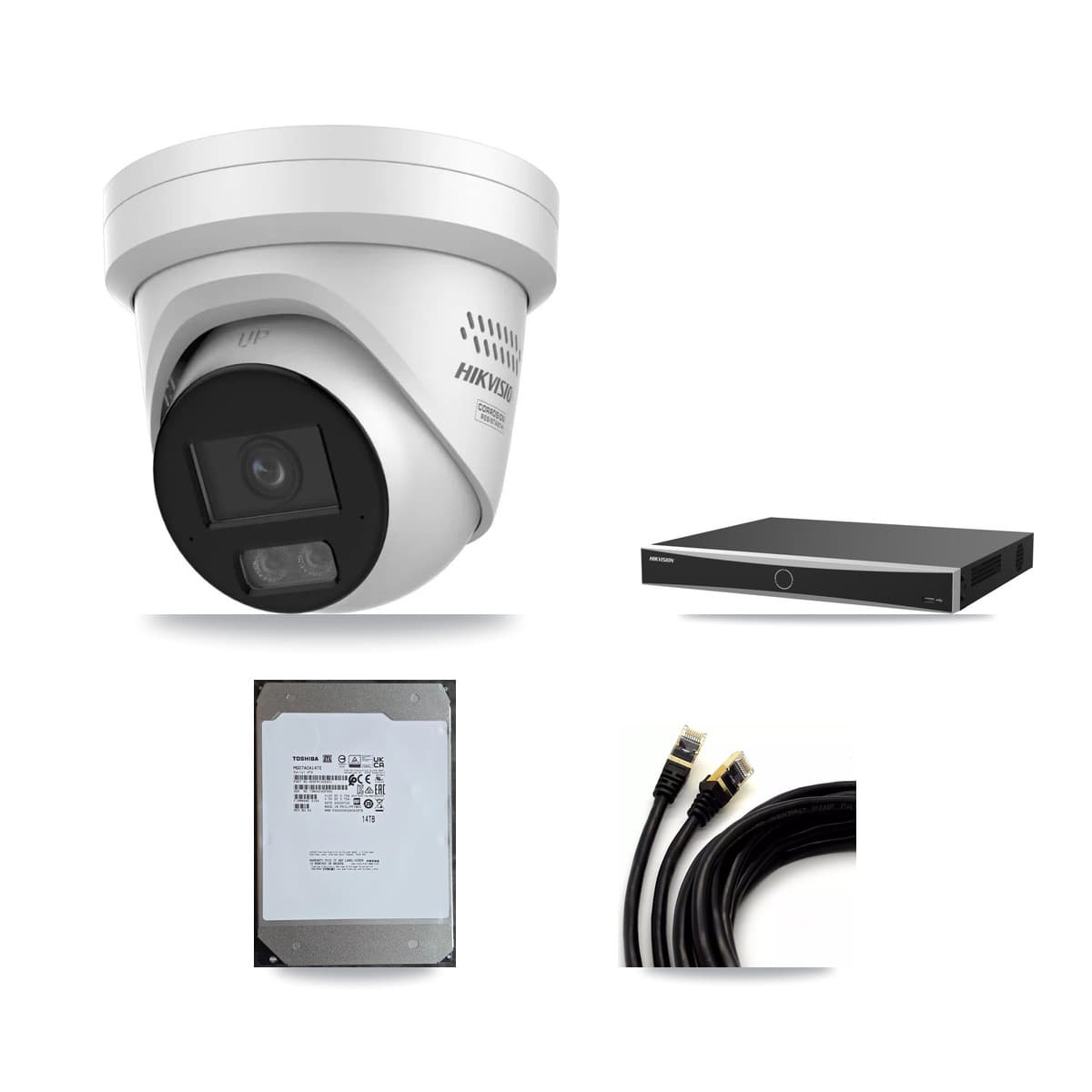 Hikvision 16-Channel 4MP – 5MP CCTV Kit — 15 4MP Turret + 1 5MP Dome Cameras + 14TB Recording (DS-7616NXI Recorder)