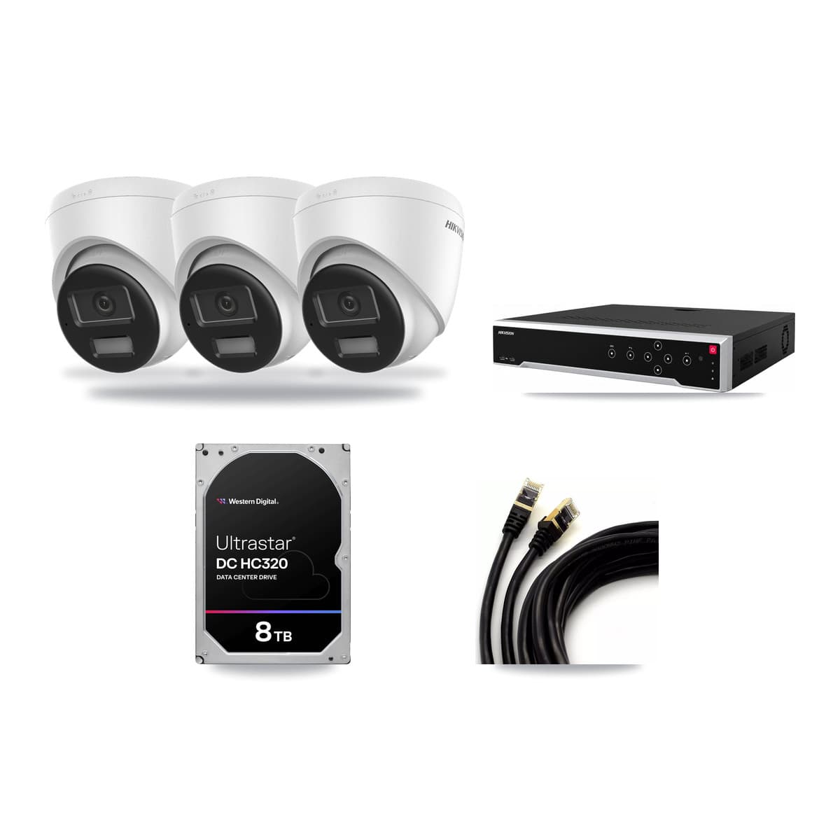 Hikvision 32-Channel 4K CCTV Kit — 3 DS-2CD1383G2-LIU Turret Cameras + 8TB Recording (DS-7732NI-M4/24P Recorder) - Image 1