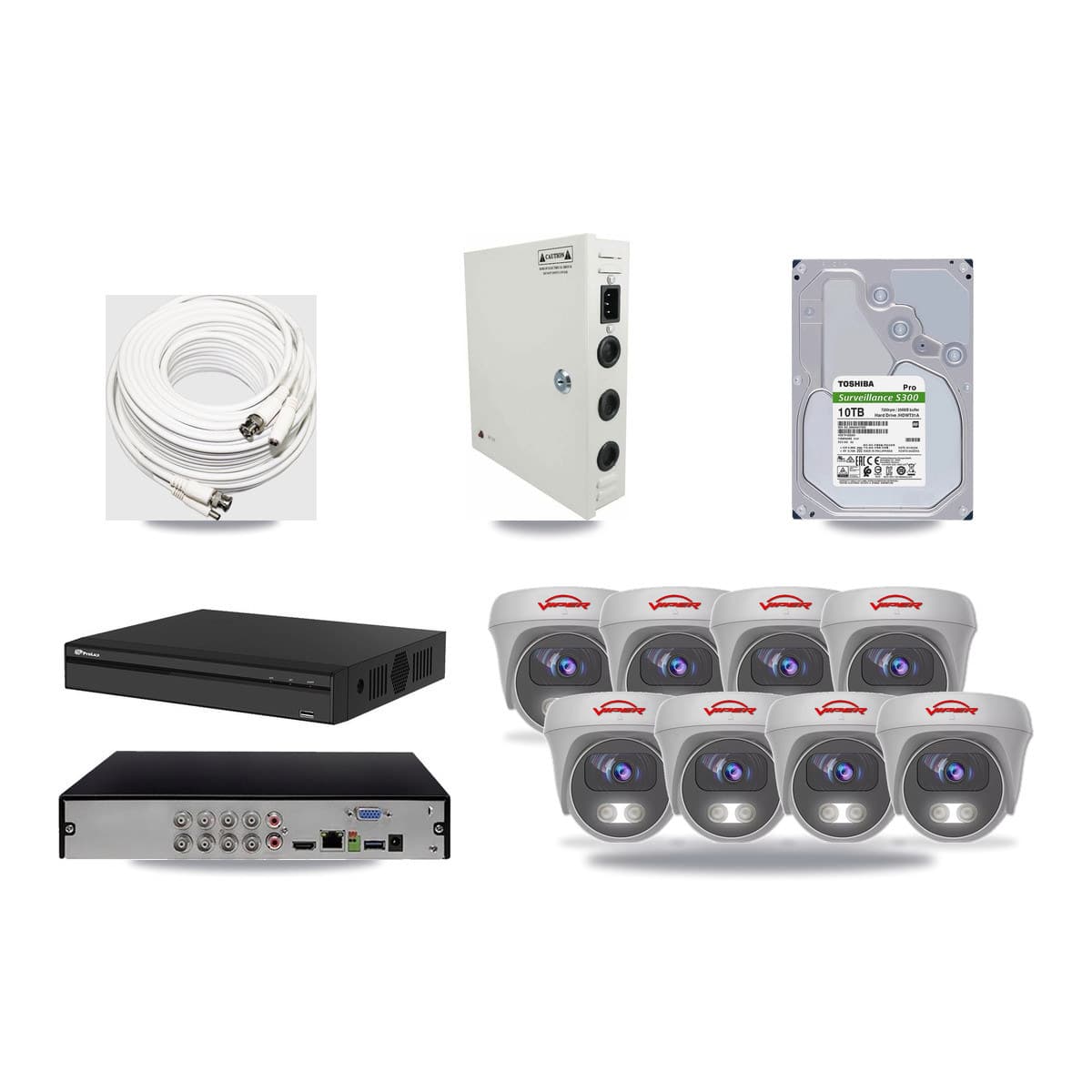 Prolux 8-channel CCTV kit: 8 cameras (8× 5MP Camera), 10TB hard drive