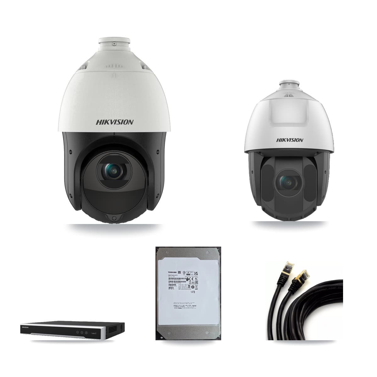 Hikvision 16-Channel 2MP – 4MP CCTV Kit — 10 4MP + 4 2MP PTZ Cameras + 14TB Recording (DS-7616NI-M2 Recorder) - Image 1
