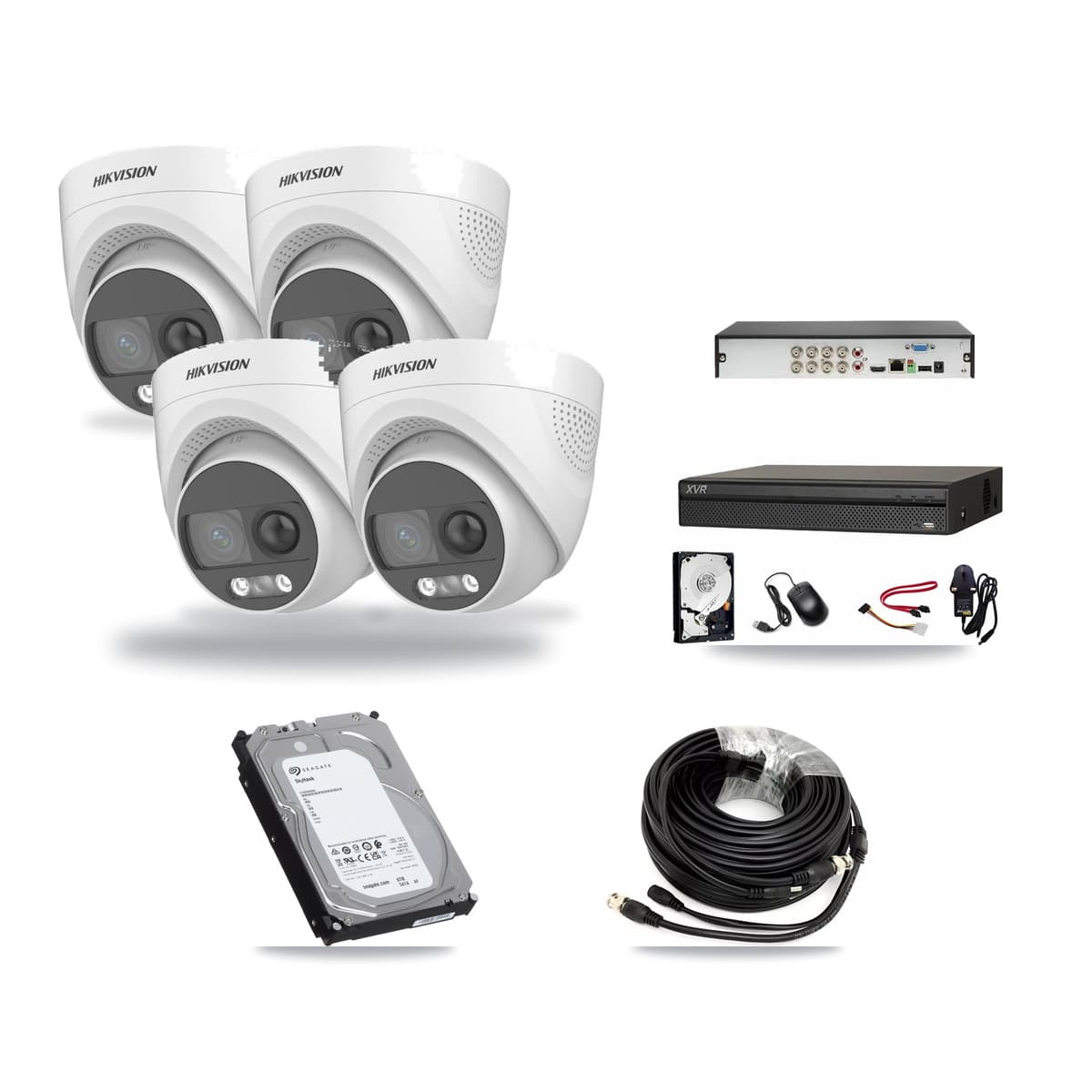 Hikvision & Dahua 8-Channel 5MP CCTV Kit — 4 DS-2CE72KF3T Turret Cameras + 6TB Recording (XVR-3108AD Recorder) - Image 1