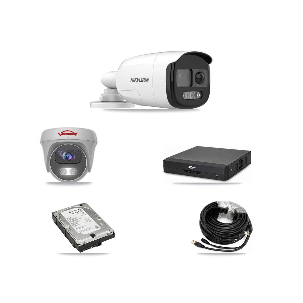 4-Channel 5MP CCTV Kit — 3 DS-2CE12KF3T Bullet + 1 VIPER-5MP-3K Cameras + 5TB Recording - Image 1