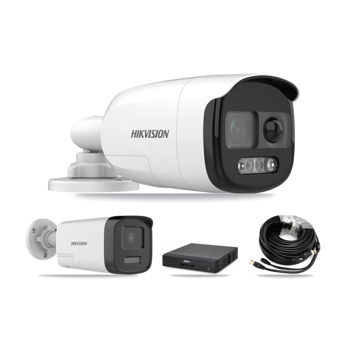 Hikvision & Dahua 4-Channel 5MP CCTV Kit — 1 DS-2CE12KF3T + 1 DS-2CE17K0T Bullet Cameras + 3TB Recording