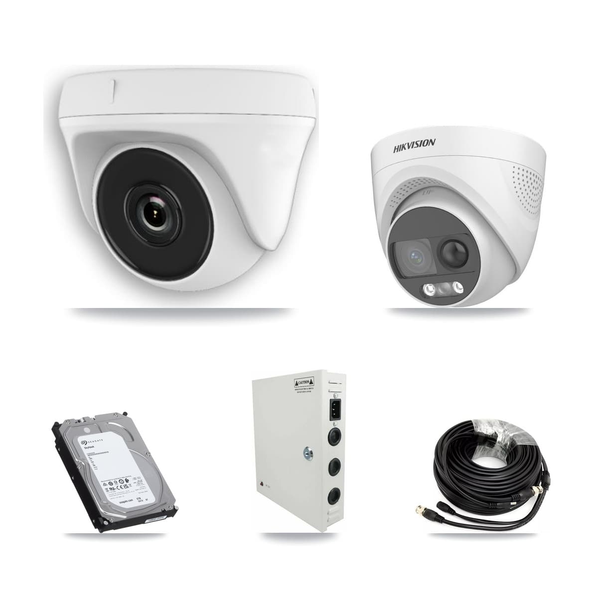 Hikvision 32-Channel 2MP – 5MP CCTV Kit — 5 DS-2CE72KF3T 5MP Turret + 11 White HDT-2MP-N20W 2MP Dome Cameras + 3× 6TB Recording