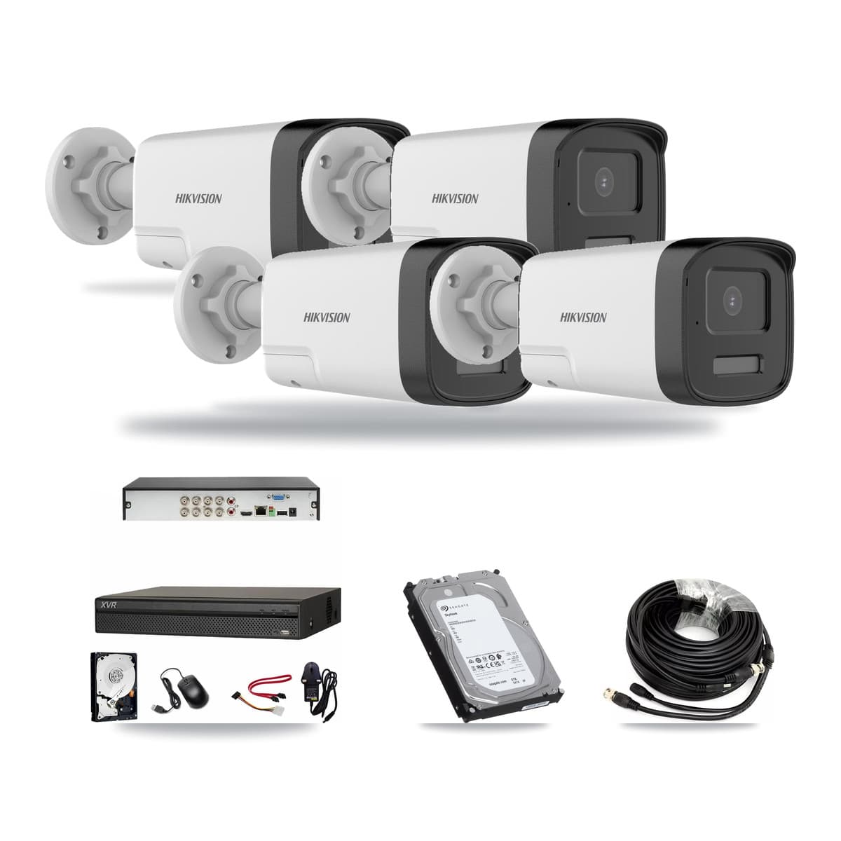 Hikvision & Dahua 8-Channel 5MP CCTV Kit — 4 DS-2CE17K0T Bullet Cameras + 6TB Recording (XVR-3108AD Recorder) - Image 1