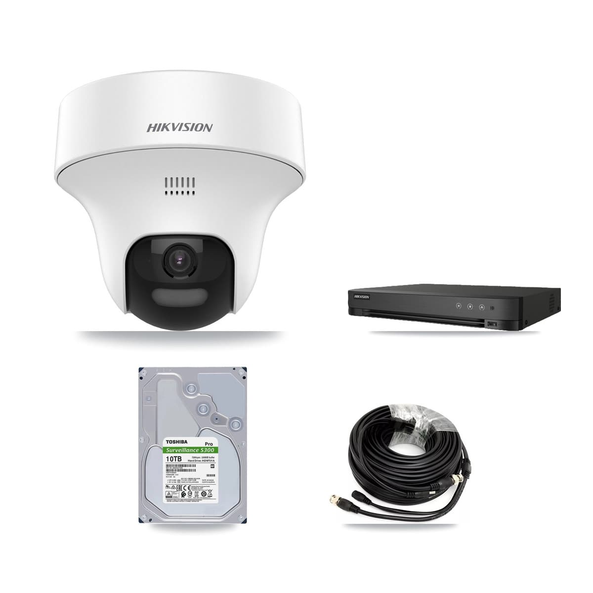 Hikvision 8-Channel 5MP CCTV Kit — 8 DS-2CE70K0T-PTLTS Turret Cameras + 10TB Recording (IDS-7208HUHI-M1/E Recorder)