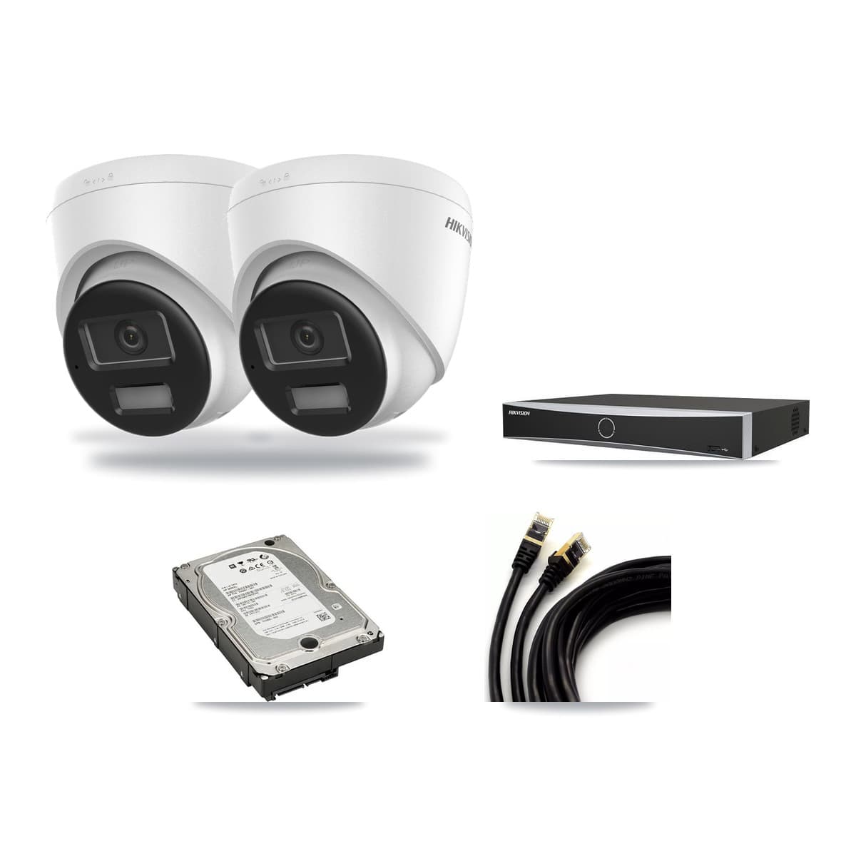 Hikvision 4-Channel 4K CCTV Kit — 2 DS-2CD1383G2-LIUF/SL Turret Cameras + 5TB Recording (DS-7604NXI-K1/4P Recorder) - Image 1