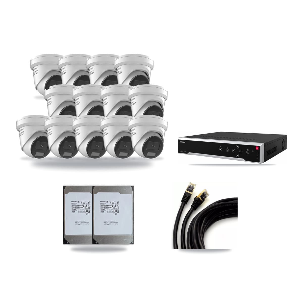 Hikvision 32-Channel 4K CCTV Kit — 13 DS-2CD2387G2H Turret Cameras + 2× 14TB Recording - Image 1