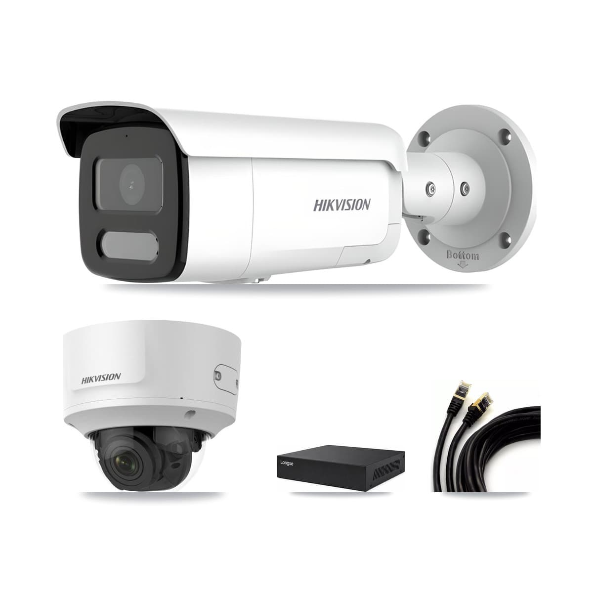 Hikvision & Longse 8-Channel 2MP – 4MP CCTV Kit — 2 2MP Dome + 6 4MP Bullet Cameras + 8TB Recording