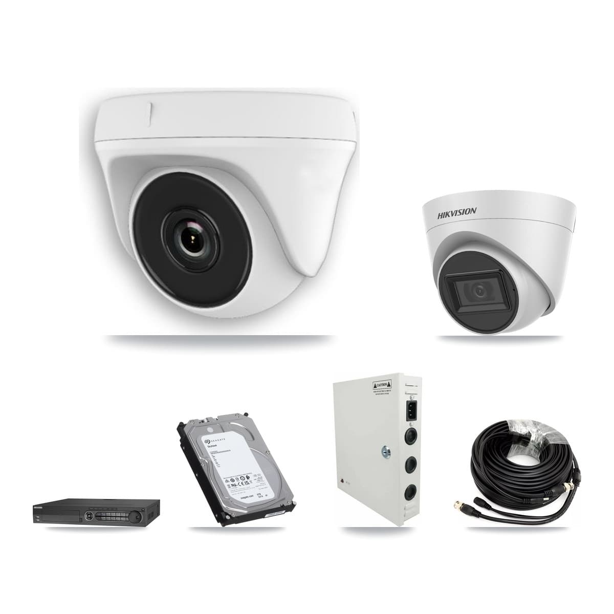 Hikvision 32-Channel 2MP – 5MP CCTV Kit — 1 White 5MP Turret + 15 White 2MP Dome Cameras + 2× 6TB Recording