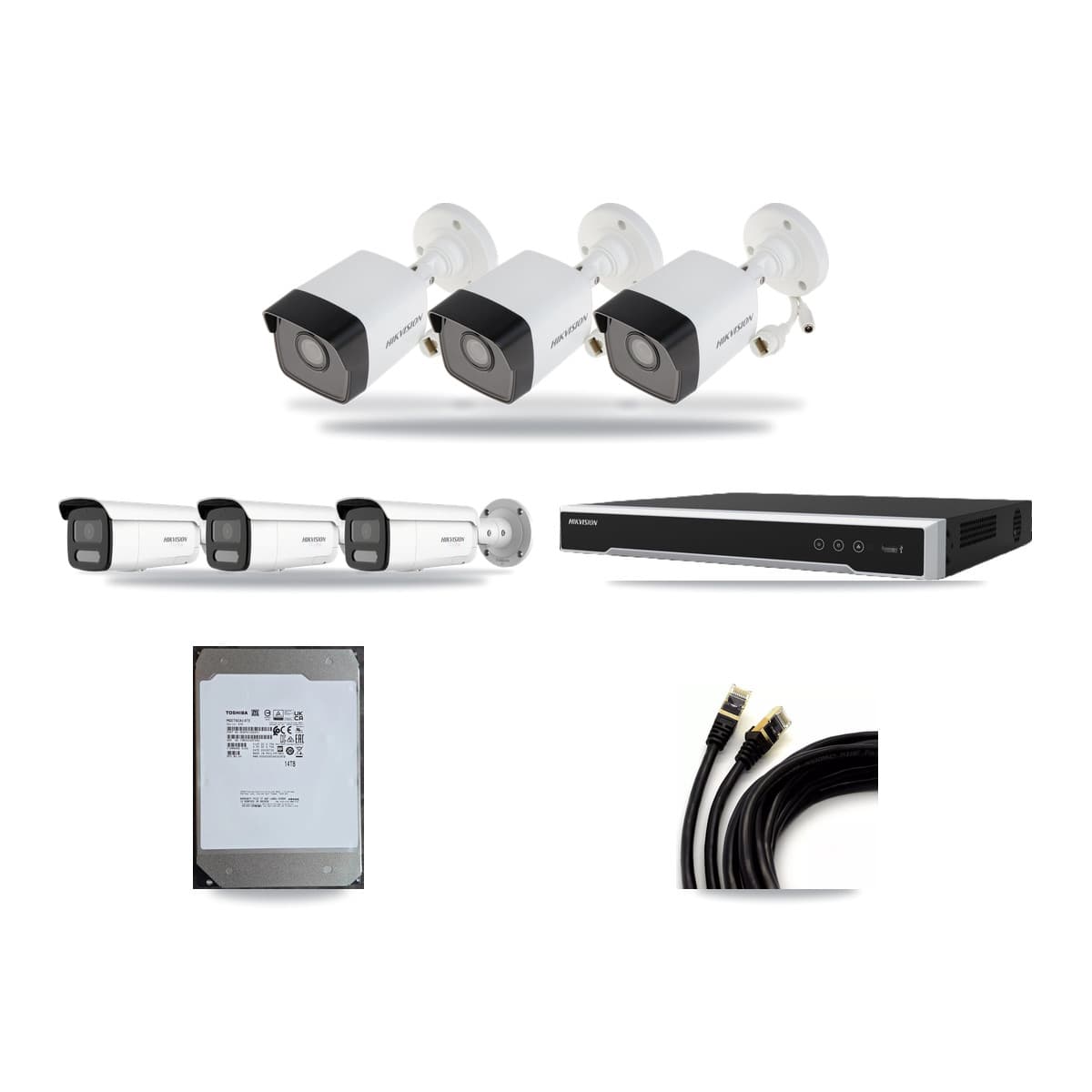 Hikvision 8-Channel 5MP – 4K CCTV Kit — 3 5MP + 3 4K Bullet Cameras + 14TB Recording - Image 1