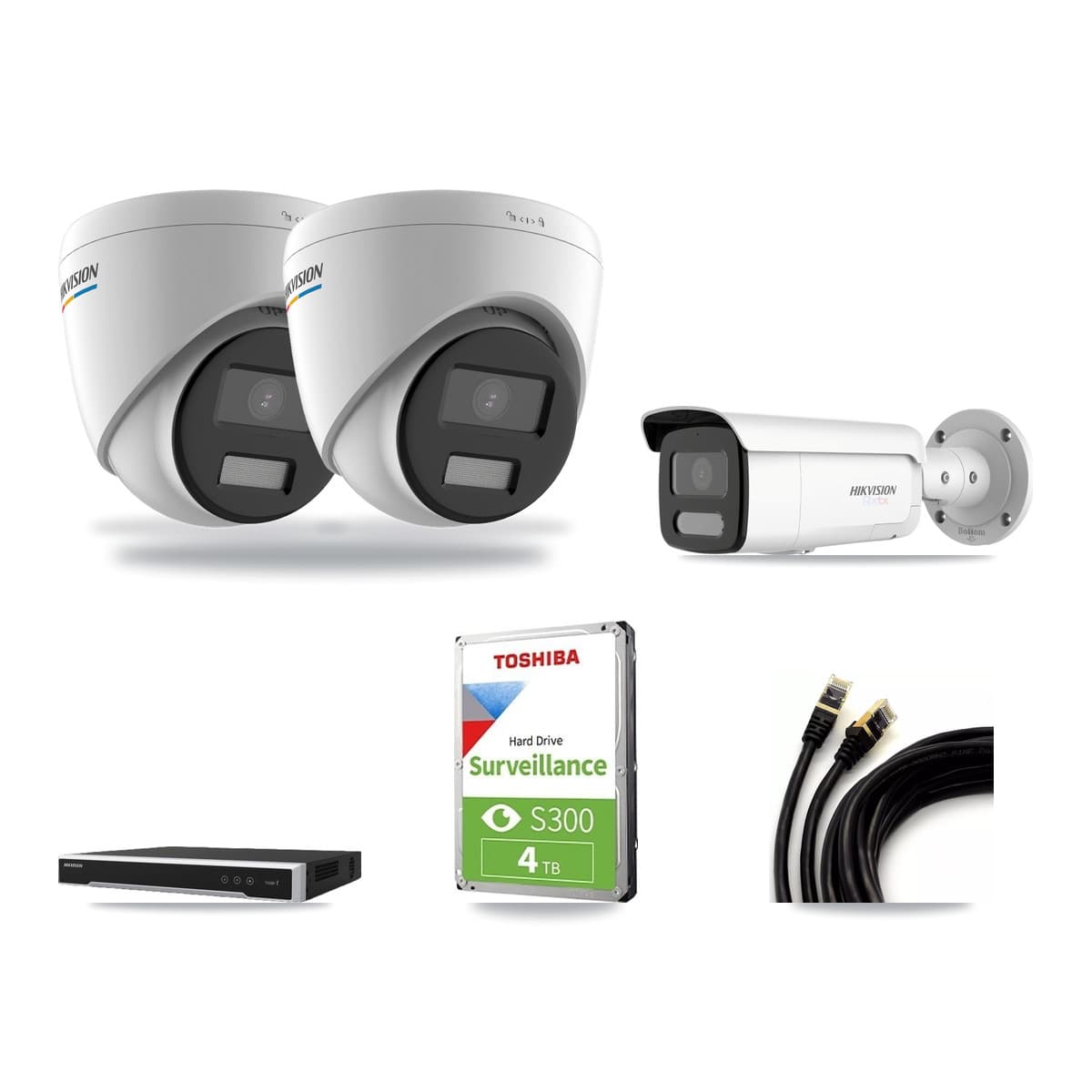 Hikvision 8-Channel 2MP – 4K CCTV Kit — 2 2MP Turret + 1 4K Bullet Cameras + 4TB Recording - Image 1