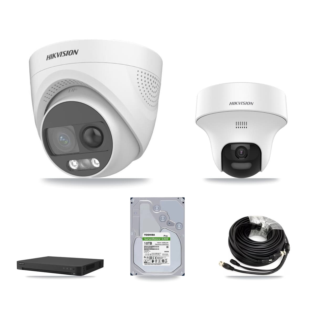 Hikvision 32-Channel 5MP CCTV Kit — 2 DS-2CE70K0T + 6 DS-2CE72KF3T Turret Cameras + 10TB Recording