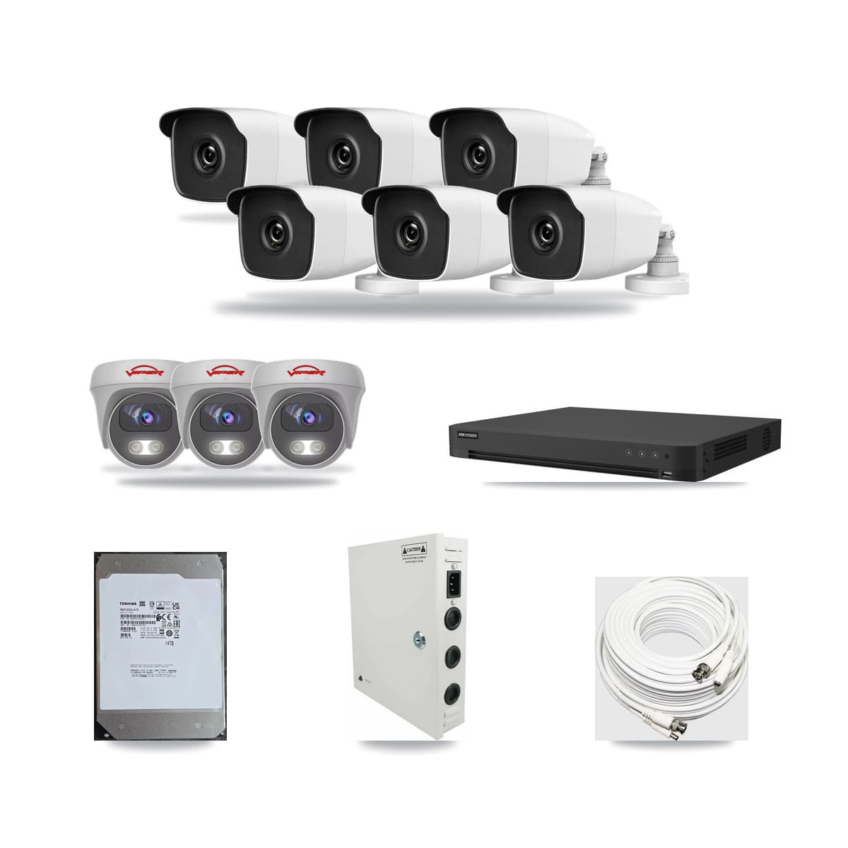 16-Channel 3MP – 5MP CCTV Kit — 6 3MP Bullet + 3 5MP Cameras + 14TB Recording - Image 1