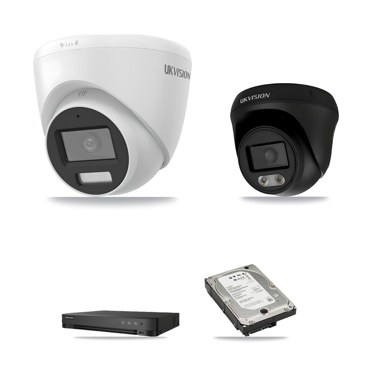 Hikvision iDS-7208HUHI-M1/E 8-Channel DVR CCTV Kit — 3× UKVISION 4K Cameras + 10TB HDD