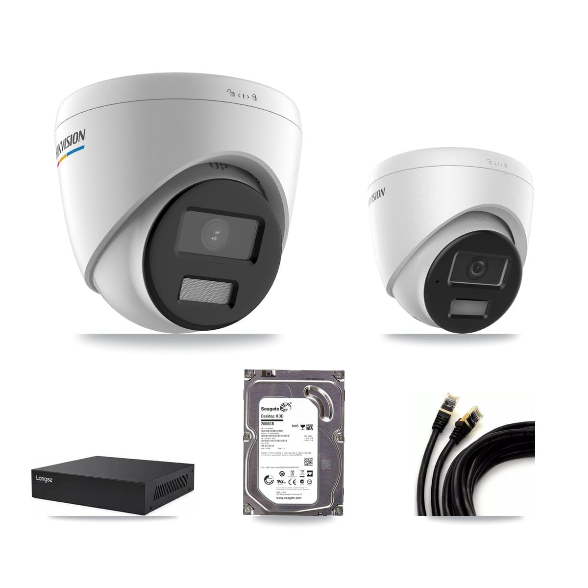 Hikvision & Longse 8-Channel 2MP – 4MP CCTV Kit — 1 2MP + 1 4MP Turret Cameras + 2TB Recording - Image 1