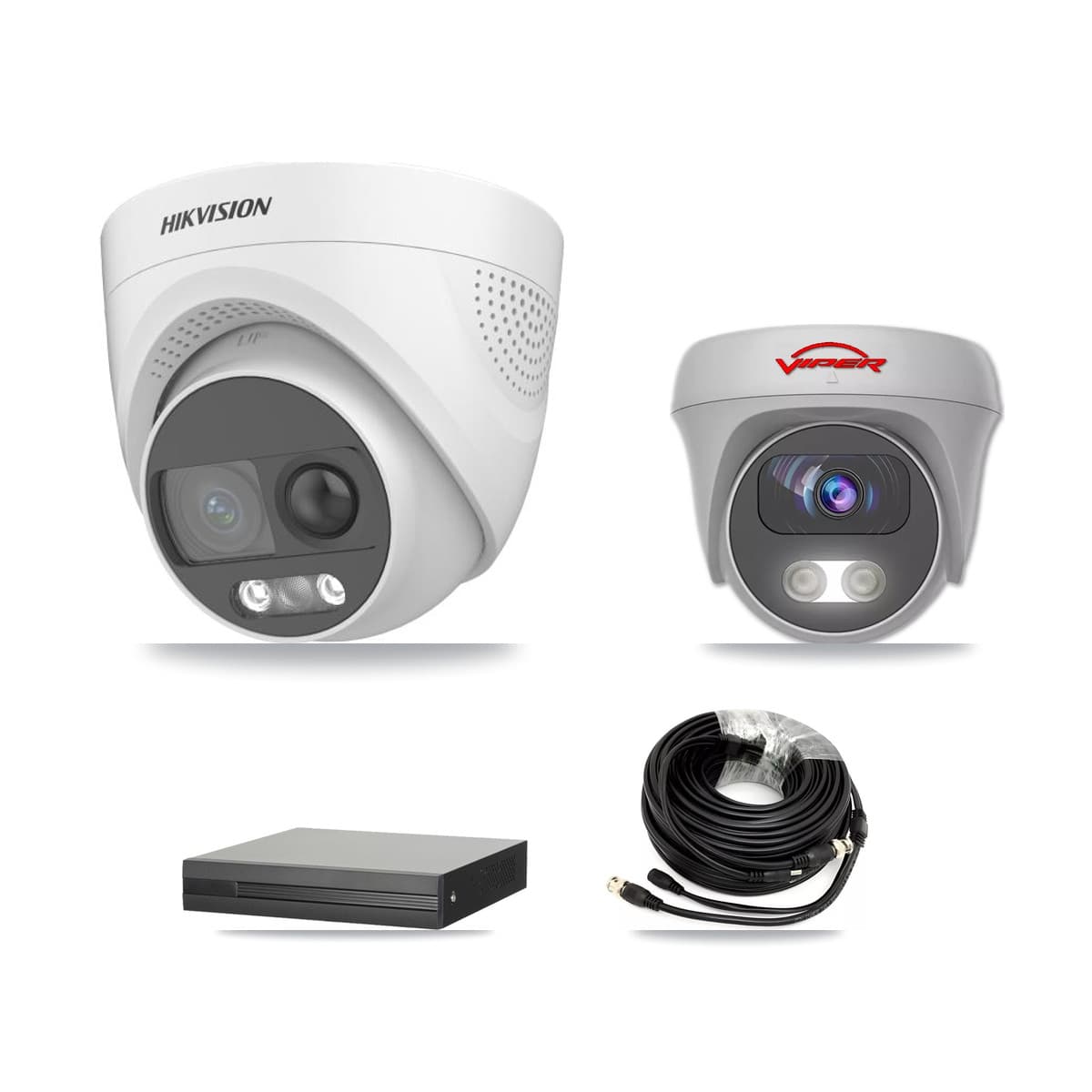 Hikvision & Viper 8-Channel 5MP CCTV Kit — 5 DS-2CE72KF3T Turret + 1 White VIPER-5MP-3K Cameras + 8TB Recording (XVR-3108HS Recorder)