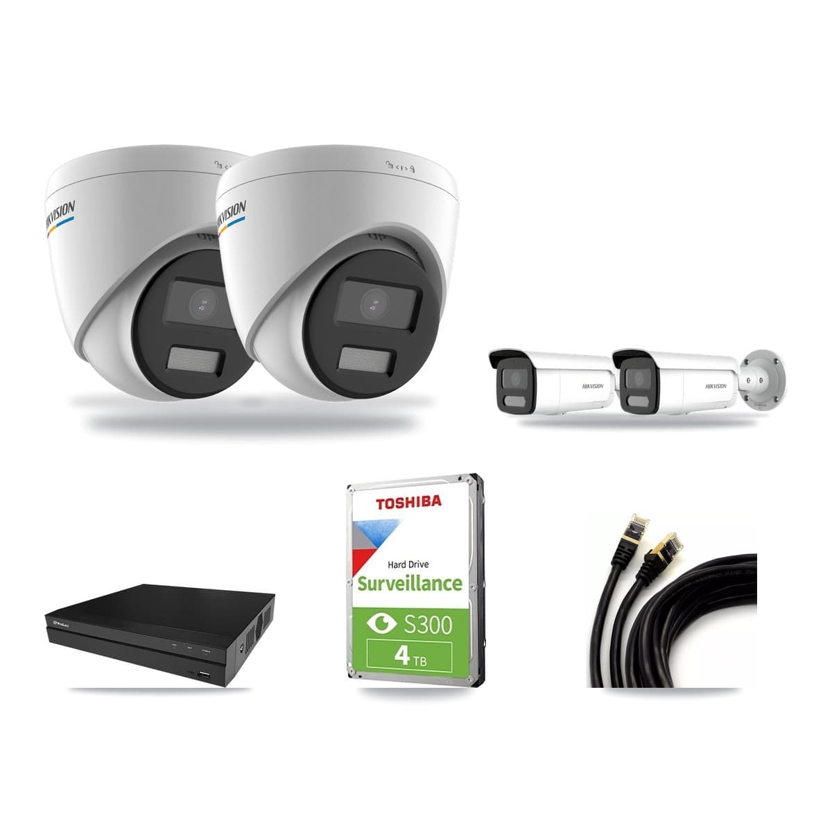 Hikvision & Prolux 8-Channel 2MP – 4MP CCTV Kit — 2 2MP Turret + 2 4MP Bullet Cameras + 4TB Recording - Image 1