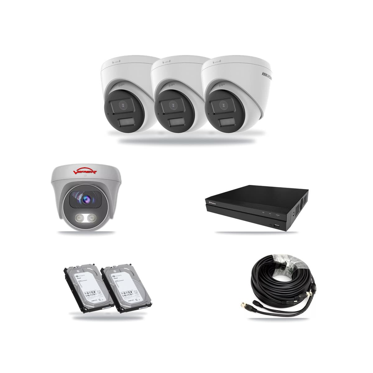 8-Channel 5MP – 4K CCTV Kit — 3 4K Turret + 1 White 5MP Cameras + 2× 6TB Recording - Image 1
