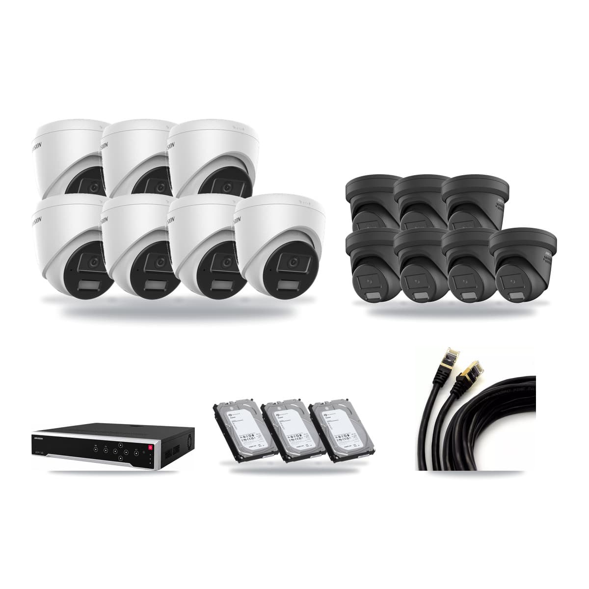 Hikvision 32-Channel 4MP CCTV Kit — 7 DS-2CD1343G2 + 7 DS-2CD2347G2 Turret Cameras + 3× 6TB Recording - Image 1