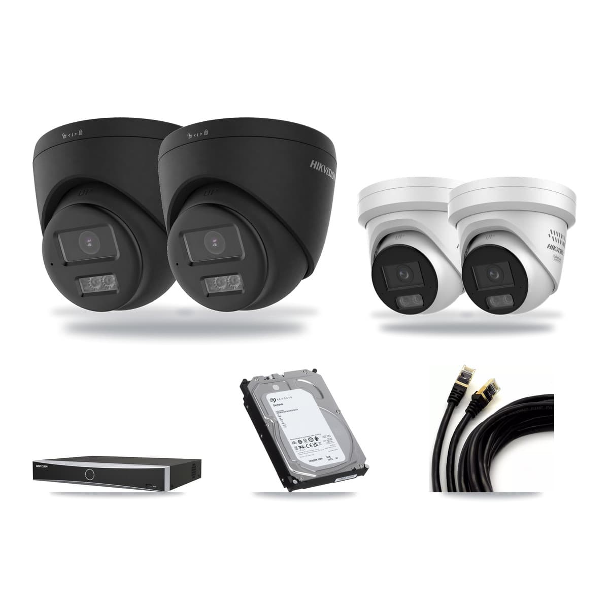 Hikvision 4-Channel 4MP – 4K CCTV Kit — 2 Black 4K + 2 4MP Turret Cameras + 6TB Recording - Image 1