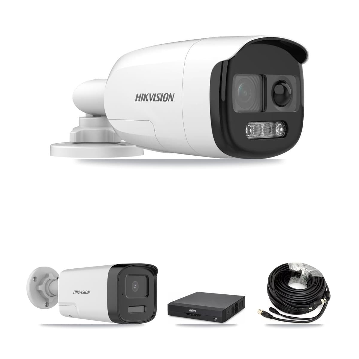 Hikvision & Dahua 4-Channel 5MP CCTV Kit — 1 DS-2CE12KF3T + 1 DS-2CE17K0T Bullet Cameras + 3TB Recording