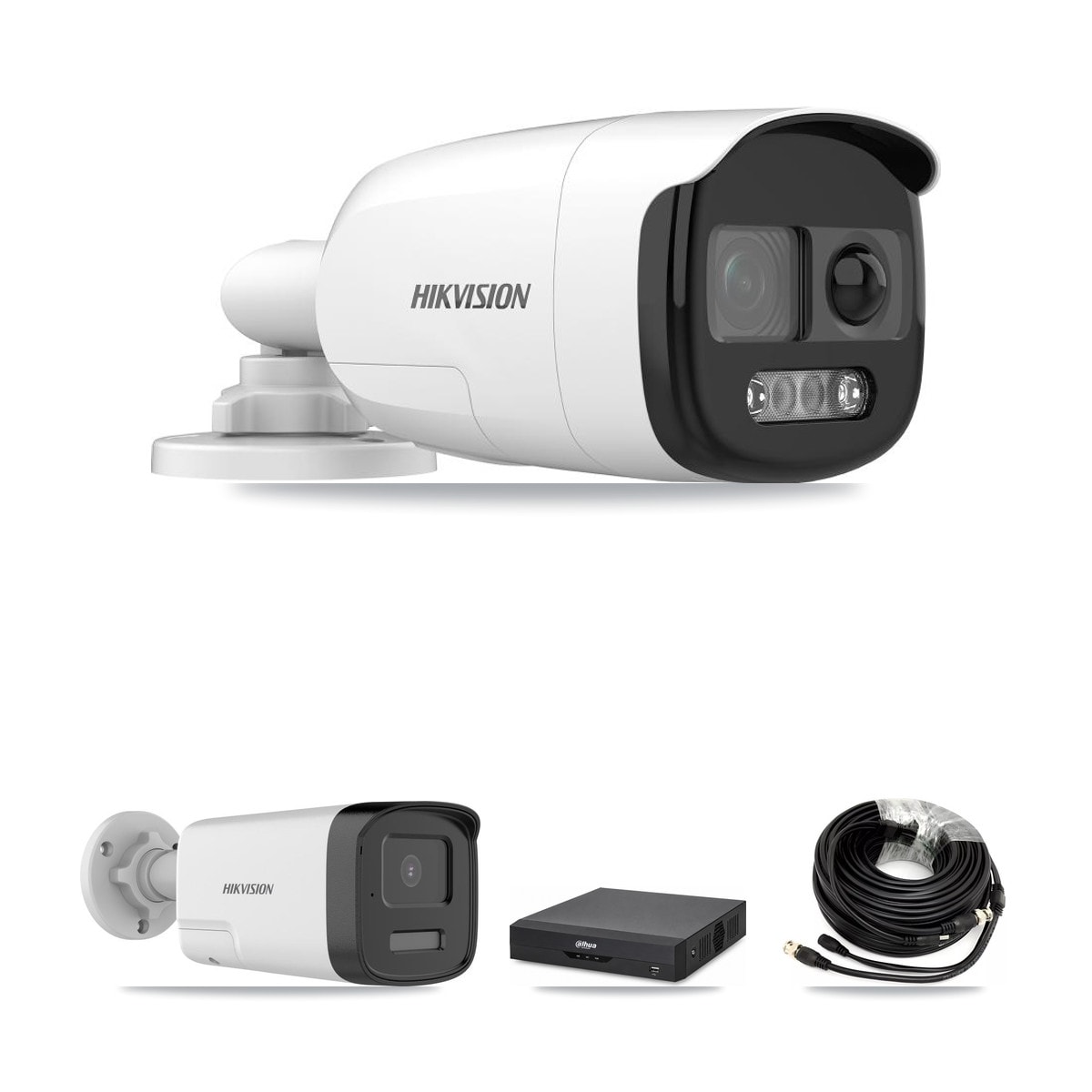 Hikvision & Dahua 4-Channel 5MP CCTV Kit — 1 DS-2CE12KF3T + 1 DS-2CE17K0T Bullet Cameras + 3TB Recording - Image 1