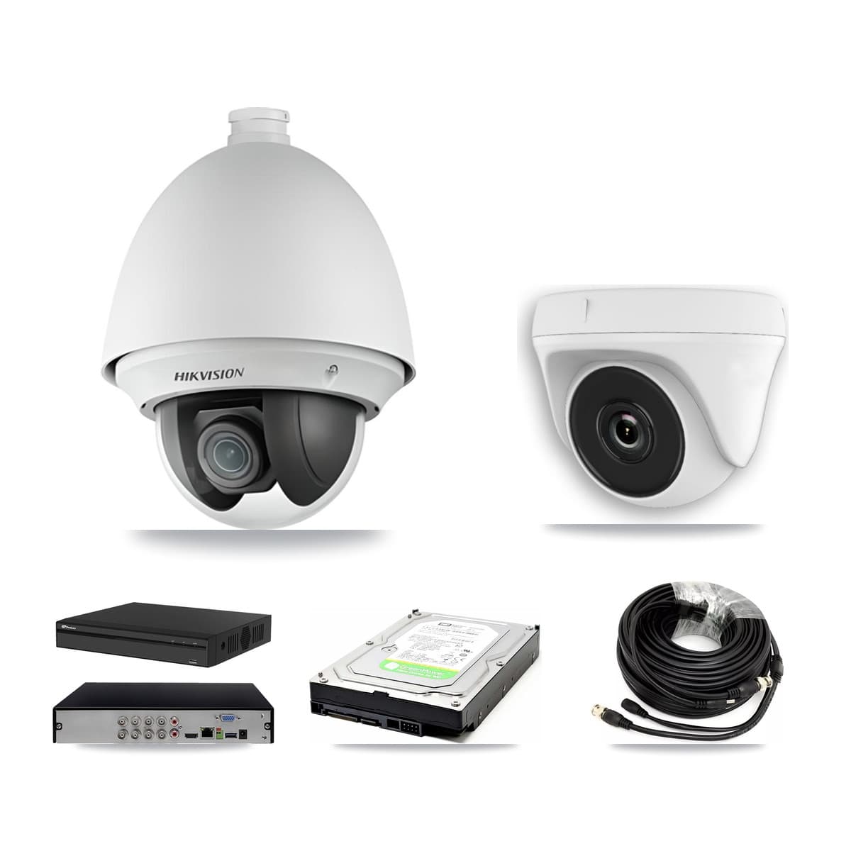 Hikvision & Prolux 8-Channel 2MP CCTV Kit — 1 PTZ + 1 White Dome Cameras + 1TB Recording (PXD-5108HS Recorder)