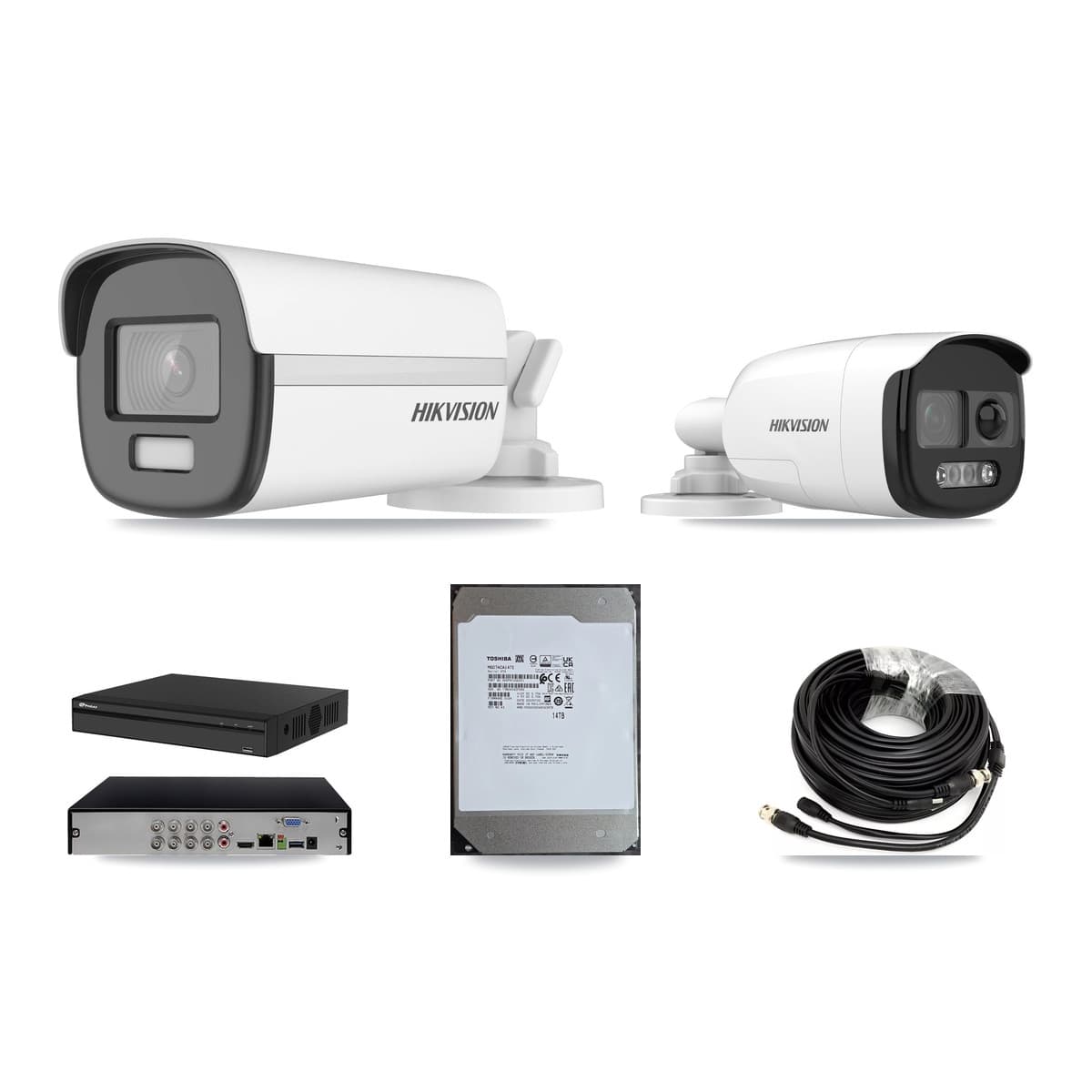 Hikvision & Prolux 8-Channel 5MP – 4K CCTV Kit — 2 5MP + 5 4K Bullet Cameras + 14TB Recording - Image 1