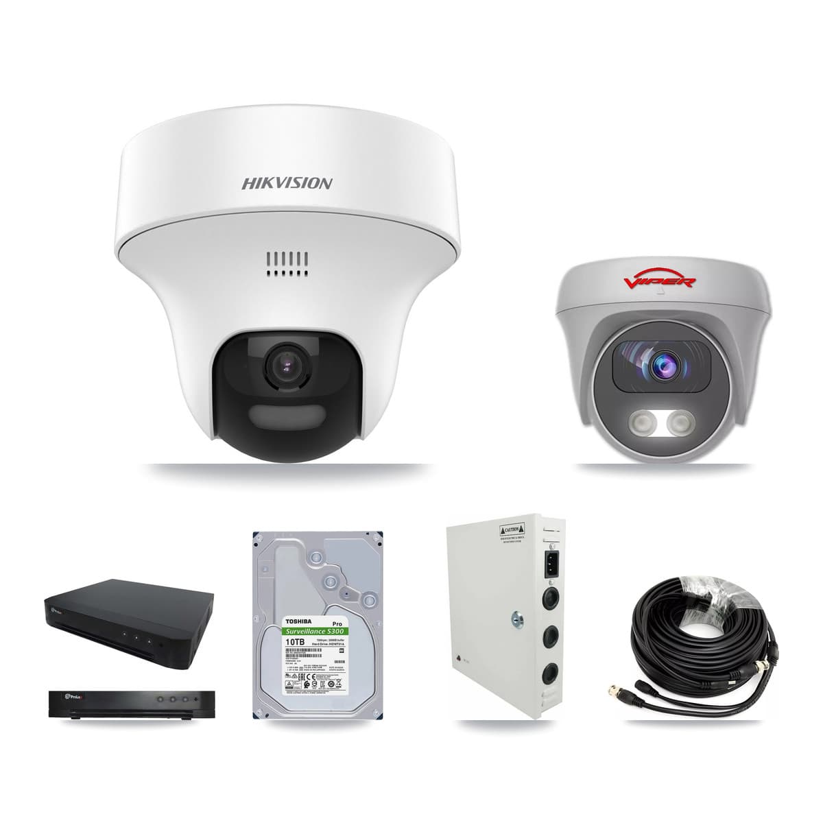 16-Channel 5MP CCTV Kit — 11 DS-2CE70K0T Turret + 1 VIPER-5MP-3K Cameras + 10TB Recording