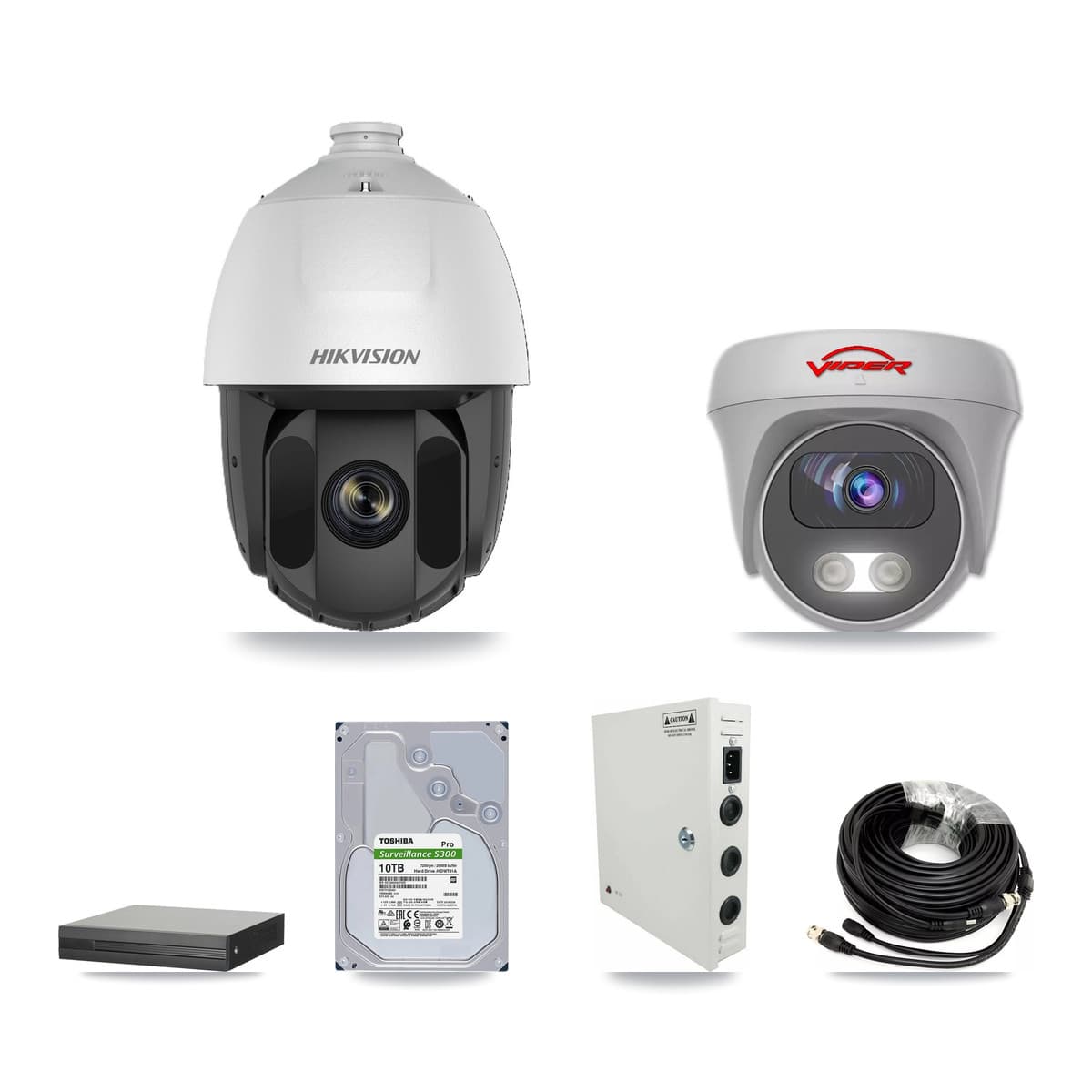 Hikvision & Viper 16-Channel 2MP – 5MP CCTV Kit — 15 DS-2AE5225TI 2MP PTZ + 1 White VIPER-5MP-3K 5MP Cameras + 10TB Recording - Image 1