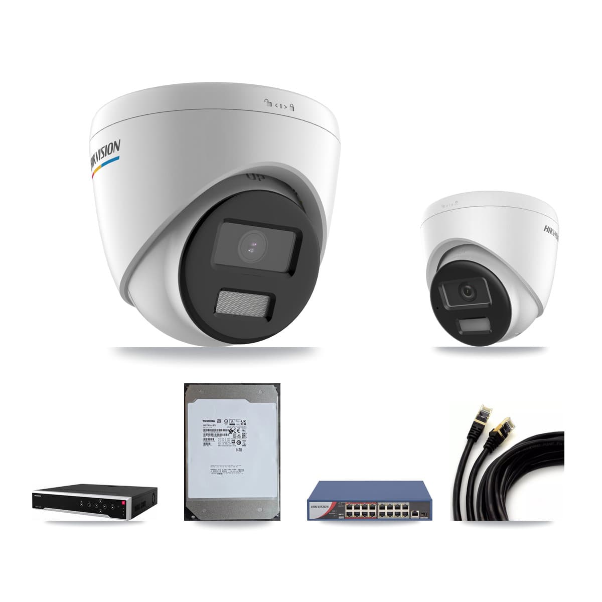 Hikvision 32-Channel 2MP – 4K CCTV Kit — 20 2MP + 10 4K Turret Cameras + 3× 14TB Recording - Image 1